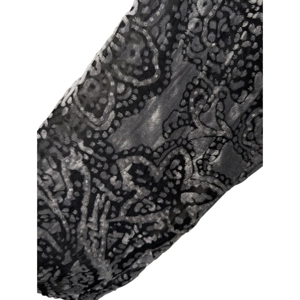 Burnout Velvet Paisley Beaded Kimono Duster - Picture 6 of 10